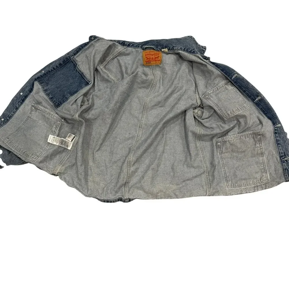 Levi's Relaxed Fit Denim Chore Coat Mens L Blue Medium Wash Workwear GUC